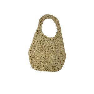 Claire's Women's Girls Soft Tote Bag straw knit  Summer beige